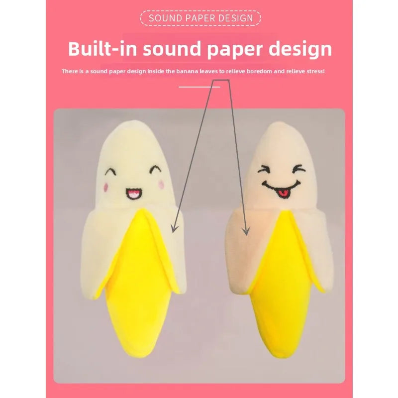 Pet Plush Sound-making Toys for Puppies Cats Biting Educational Toys Banana Style