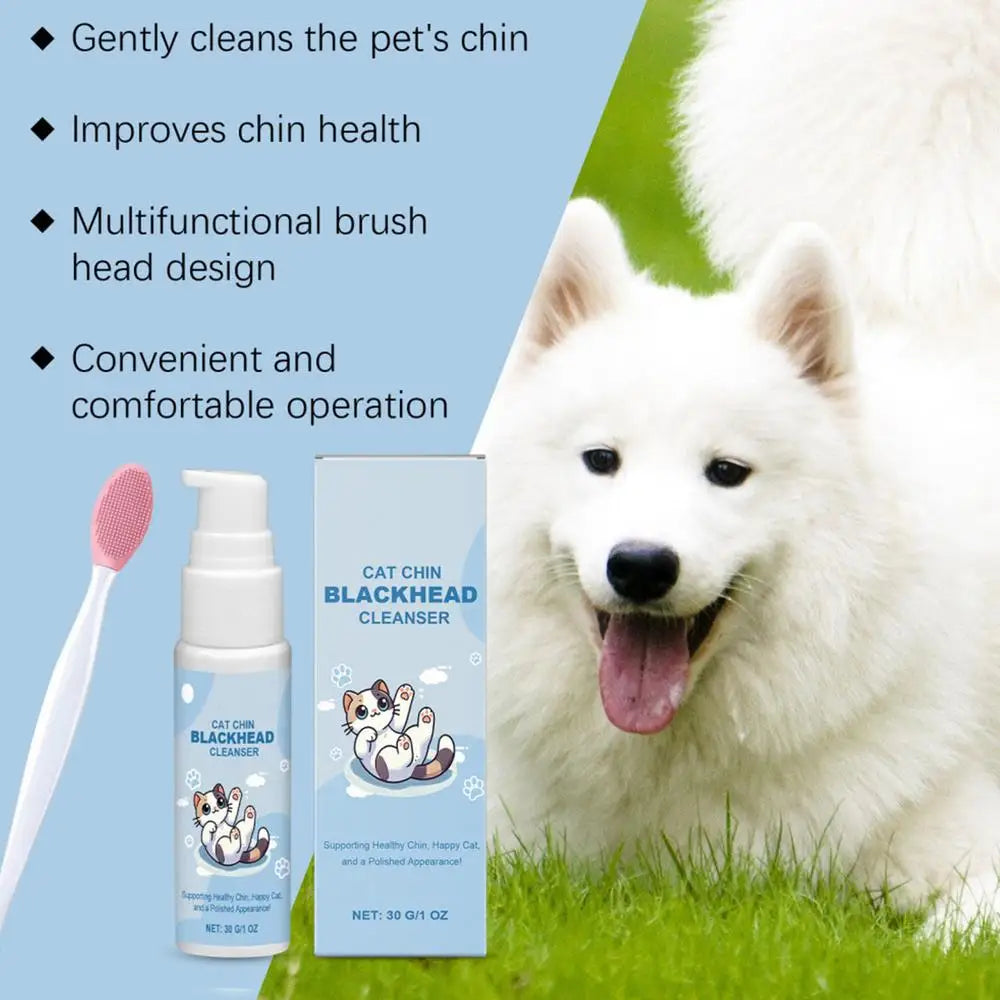 30g Pet Chin Cleaner Blackhead Cleaning Lotion Pet Chin Acne Care Brush Grooming Supplies Tooth Stain Remover For Dogs Cats