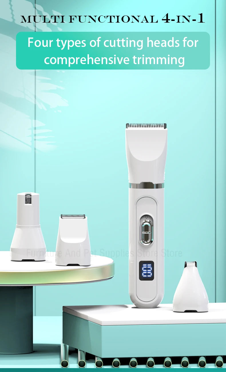 4-In-1 Pet Grooming And Care Set 4Different Blades Pet Hair Shaver Low Noise Pet Clippers Rechargeable Cordless Safe Dog Trimmer