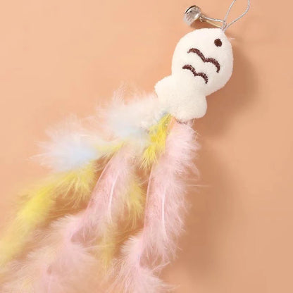 New cat funny cat stick steel wire long pole feather cute cat toy kitten fishing rotating self-pleasure relief pet toy