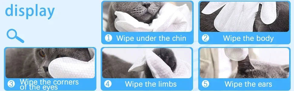 6pcs Unscented Extra Thick Pet Cleaning Wipes for Dogs & Cats,Dog Washing Bathing Deodorizing Grooming Gloves for Daily Care