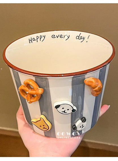 Snacks, Puppies, Ceramic Snack Bowls, Household Soup Bowls, Noodle Bowls, Snacks, Fried Chicken, French Fries, Buckets, Popcorn