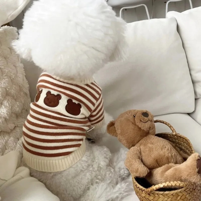 Pet Winter Warm Striped Sweater Warm Pet Knitted Sweater Autumn Winter Thickened Small Medium sized Dog Cat Teddy Coat