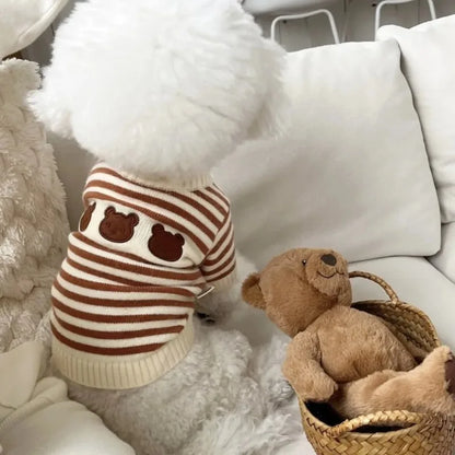 Pet Winter Warm Striped Sweater Warm Pet Knitted Sweater Autumn Winter Thickened Small Medium sized Dog Cat Teddy Coat