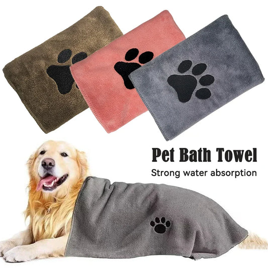 35*75cm/50*100cm Microfiber Pet Bath Towel Embroidered Super Soft Absorbent Cat for Dogs Grooming Supplies
