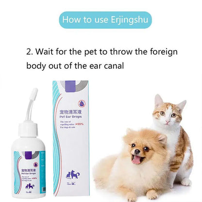 Pet Ear Cleaner Removes Ear Mites Fungus Cat Dog Dedicated Itching Relieve Drops Cleansing Ear Anti-Inflammatory Ear Q5X6