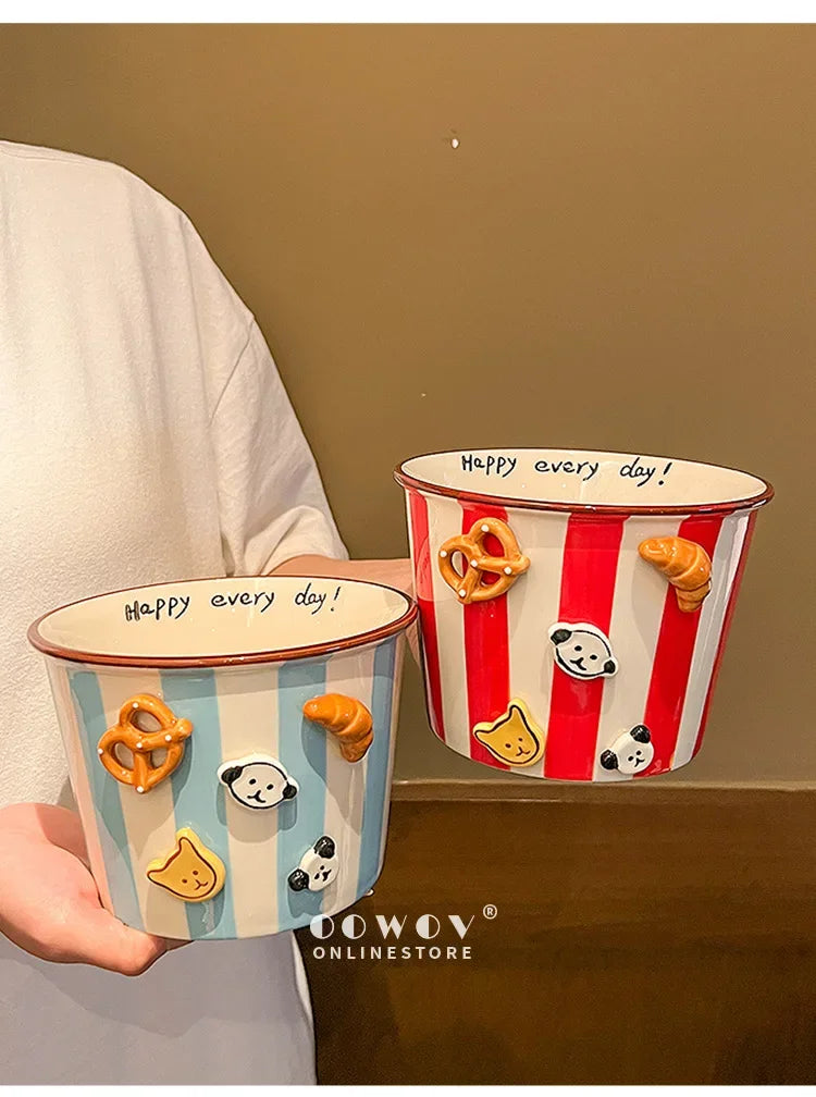 Snacks, Puppies, Ceramic Snack Bowls, Household Soup Bowls, Noodle Bowls, Snacks, Fried Chicken, French Fries, Buckets, Popcorn