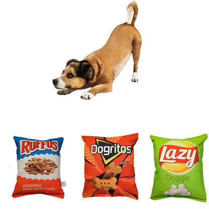 Funny Dog Toys Crisps Plush Filled Pets Squeaky Chew Bite-resistant Sounding Paper Toys Small Medium Pets Supplies Accessories