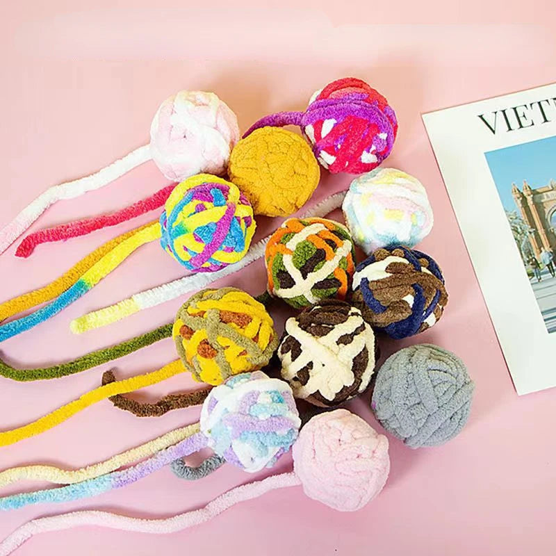 Pet Cat Toys Self Entertaining Chew and Tease Cats Toys with Bell Kitten Colored Balls Interactive Toys Pet Products Accessories