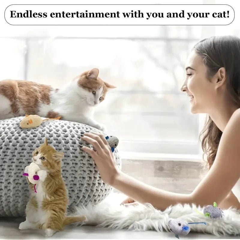 3/7PCS Interactive Plush Rat And Cat Toys With Durable Linen Perfect For Small Breeds Safe For Indoor Play