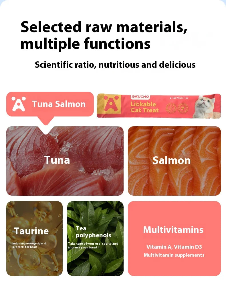 Cat Snacks Cat Food High Protein Liquid Fresh Meat Cat Grass Salmon Chicken Nutritional Snacks Pet Training Reward Snacks