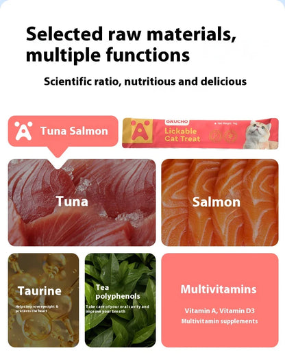 Cat Snacks Cat Food High Protein Liquid Fresh Meat Cat Grass Salmon Chicken Nutritional Snacks Pet Training Reward Snacks