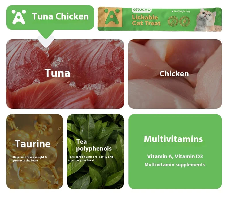 Cat Snacks Cat Food High Protein Liquid Fresh Meat Cat Grass Salmon Chicken Nutritional Snacks Pet Training Reward Snacks