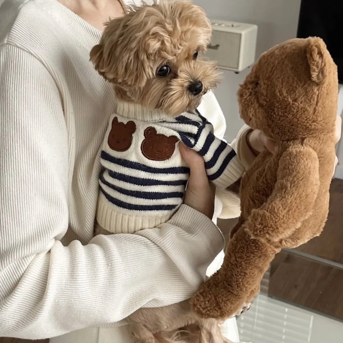 Pet Winter Warm Striped Sweater Warm Pet Knitted Sweater Autumn Winter Thickened Small Medium sized Dog Cat Teddy Coat