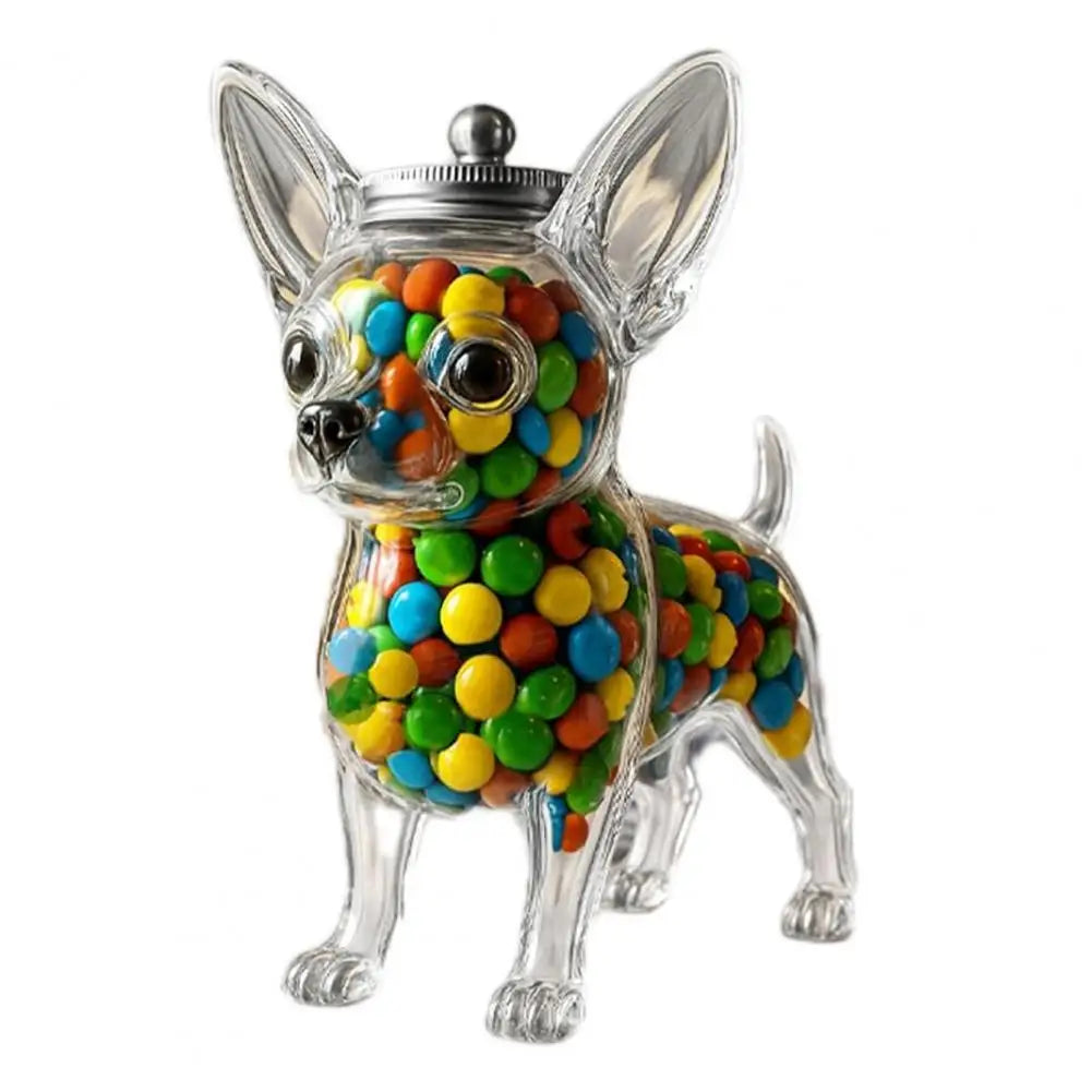 Chihuahua Dog Treat Glass Jar Airtight Snack Storage Container Pet Snack Holder Reusable Transparent Glass Candy Storage Jar