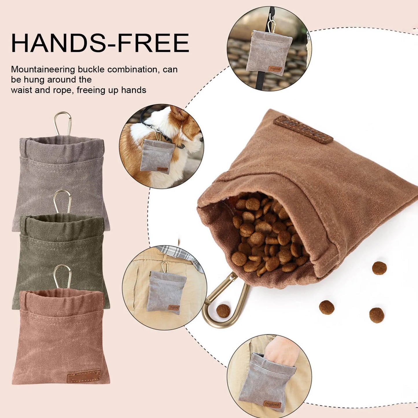 Dog Training Snack Bag  For Puppy Rewards Leak-Proof Portable Pet Dog Snack Pocket Outdoor Travel Dog Food Storage Pouch