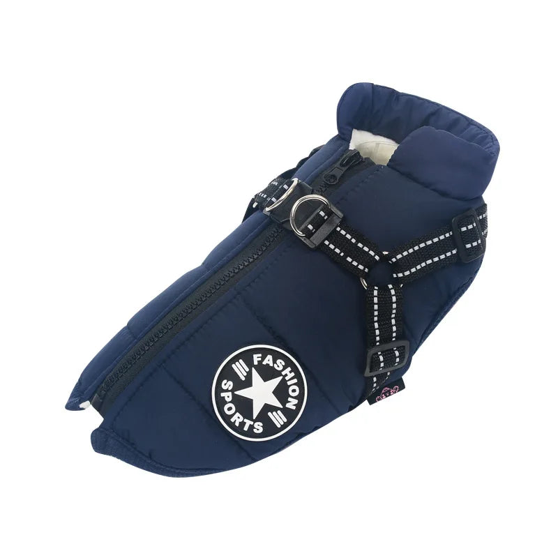 Winter Warm Large Pet Dog Jacket with Harness Waterproof Big Dog Coat for Labrador Chihuahua French Bulldog Outdoor Dog Clothes