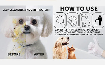 6pcs Unscented Extra Thick Pet Cleaning Wipes for Dogs & Cats,Dog Washing Bathing Deodorizing Grooming Gloves for Daily Care