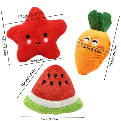 10pcs Pet Teething Toys Puppy Chew Toys Puppy Teething Toys Stuffed Plush Puppy Dog Toys Squeaky Fruits Vegetables Design Toy