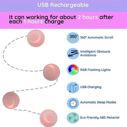 Pet's Cat Toy Ball,Wloom Cat Toy,Magic Rolling and Sound Ball for Indoor Playing Stimulate Hunting Instinct for Your Kitty