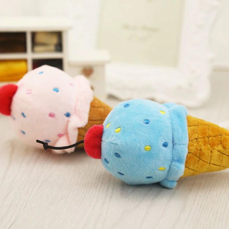 Pet Toys Fruit Animals Ice Cream Sound Toy Cartoon Dog Toys Stuffed Squeaking Pet Cute Plush Puzzle for Dog Cat Chew Squeaky Toy