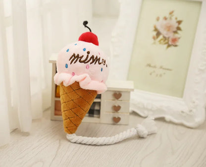 Pet Toys Fruit Animals Ice Cream Sound Toy Cartoon Dog Toys Stuffed Squeaking Pet Cute Plush Puzzle for Dog Cat Chew Squeaky Toy