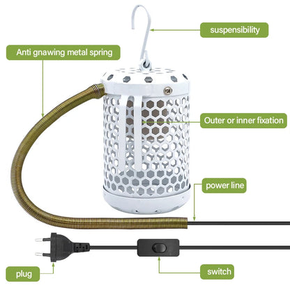 Pet Parrot Heater Preservation Cage Heating Lamp Anti-bite Anti-scalding Reptile Warm Lights Accessories Bird Supplies 220V