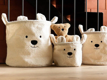 Lambswool Pet Toys Snacks Canvas Storage Basket Bear Dirty Clothes Basket Children's Toys Super Soft Touch Charpa Cotton