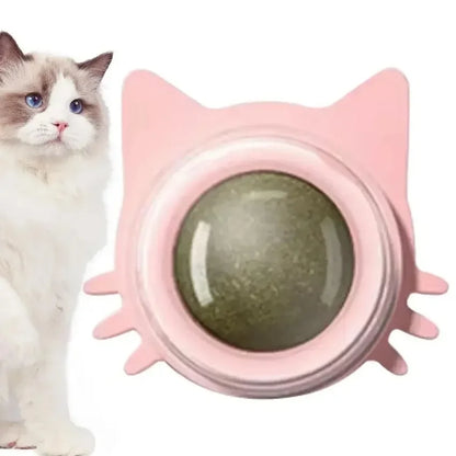 Catnip Balls Funny Lickable Cat Snack Catnip Balls Cat Ear Mint Spinning Ball Teeth Clean Toy For Small Medium Cats Pet Supplies