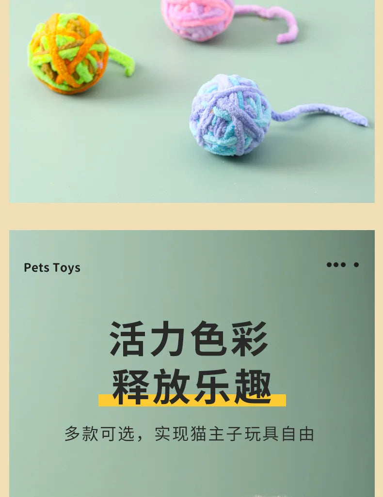 Pet Cat Toys Self Entertaining Chew and Tease Cats Toys with Bell Kitten Colored Balls Interactive Toys Pet Products Accessories
