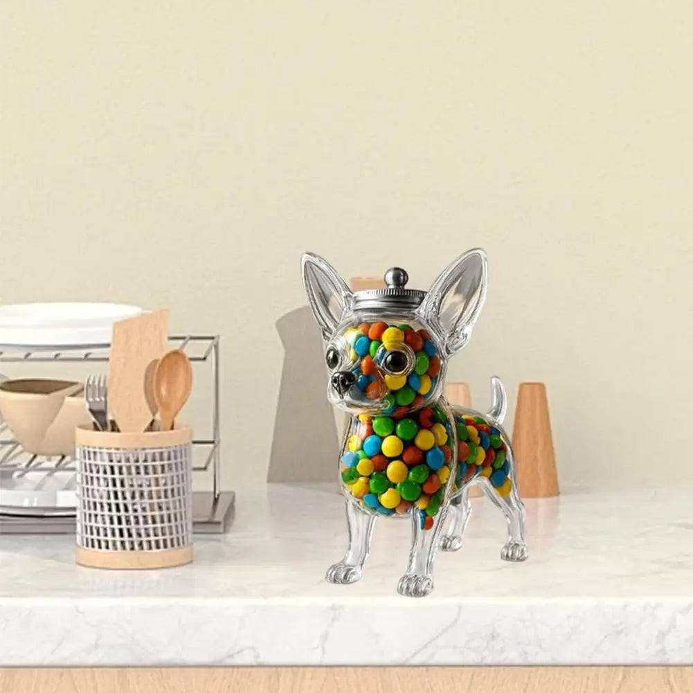 Chihuahua Dog Treat Glass Jar Airtight Snack Storage Container Pet Snack Holder Reusable Transparent Glass Candy Storage Jar