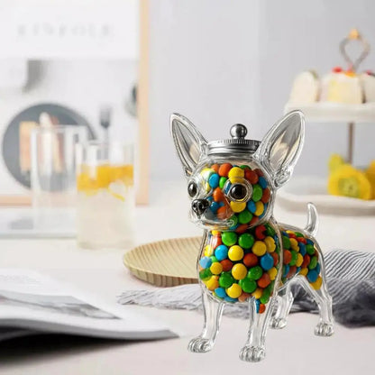 Chihuahua Dog Treat Glass Jar Airtight Snack Storage Container Pet Snack Holder Reusable Transparent Glass Candy Storage Jar
