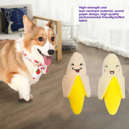 Pet Plush Sound-making Toys for Puppies Cats Biting Educational Toys Banana Style
