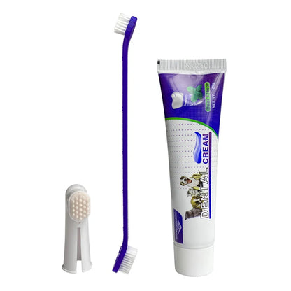 Pets Tartar Control Kit for Dogs Contains Toothpaste Toothbrush and Fingerbrush 4-Piece Dental Care