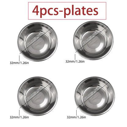 Pets Snack Bowls Silicone Mold Kit DIY Cat Food Dog Food Storage Pallet Resin Concrete Mold with Stainless Steel Disc