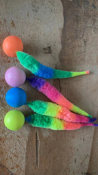Cat interactive toys Tickle Cat Colorful bouncing ball Pet supplies Puzzle teasing indoor cat worm caterpillar elastic toy