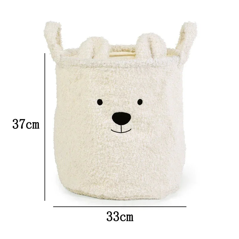 Lambswool Pet Toys Snacks Canvas Storage Basket Bear Dirty Clothes Basket Children's Toys Super Soft Touch Charpa Cotton