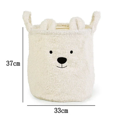 Lambswool Pet Toys Snacks Canvas Storage Basket Bear Dirty Clothes Basket Children's Toys Super Soft Touch Charpa Cotton