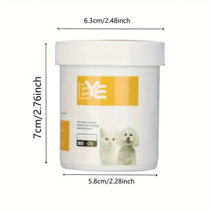 200pcs Pet Eye Cleaning Wipes, Gentle Tear Stain Remover Wipes for Dogs and Cats, Pet Eye Wash Pads Pet Towel  Pet Wipes