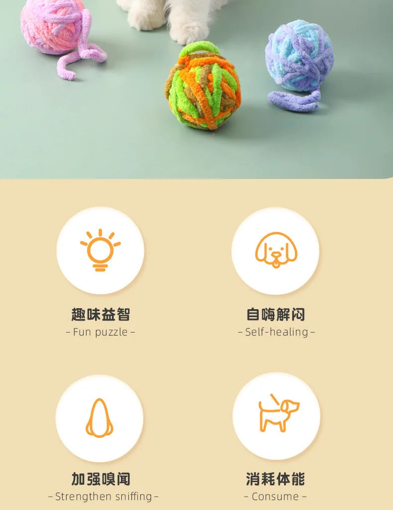 Pet Cat Toys Self Entertaining Chew and Tease Cats Toys with Bell Kitten Colored Balls Interactive Toys Pet Products Accessories