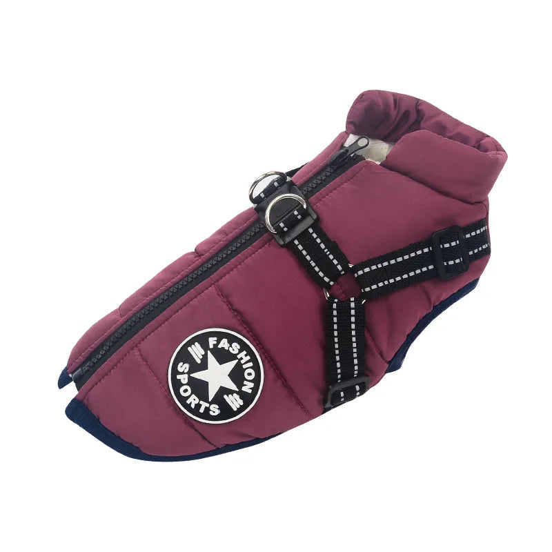 Winter Warm Large Pet Dog Jacket with Harness Waterproof Big Dog Coat for Labrador Chihuahua French Bulldog Outdoor Dog Clothes