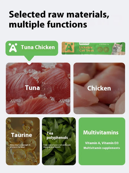 Cat Snacks Cat Food High Protein Liquid Fresh Meat Cat Grass Salmon Chicken Nutritional Snacks Pet Training Reward Snacks