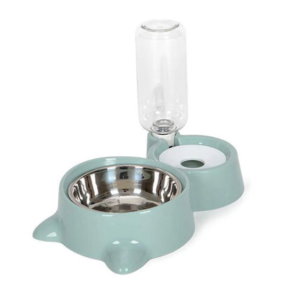 Pet Bowls Set for Dogs & Cats: Anti-Spill Food Bowl + Automatic Water Bowl, Non-Slip Pet Feeding Dishes Kit for Puppies Kittens