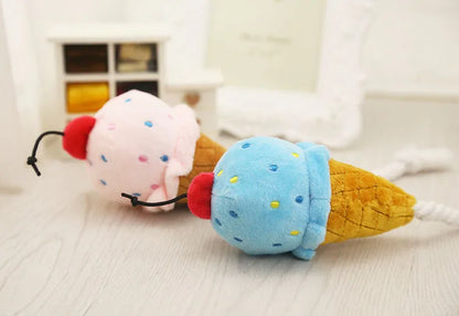 Pet Toys Fruit Animals Ice Cream Sound Toy Cartoon Dog Toys Stuffed Squeaking Pet Cute Plush Puzzle for Dog Cat Chew Squeaky Toy
