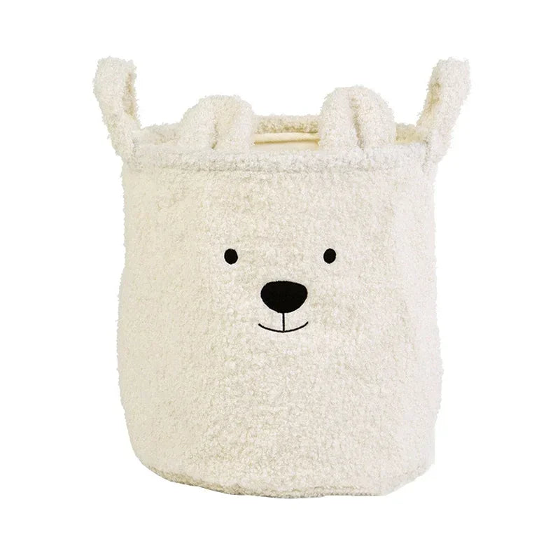 Lambswool Pet Toys Snacks Canvas Storage Basket Bear Dirty Clothes Basket Children's Toys Super Soft Touch Charpa Cotton
