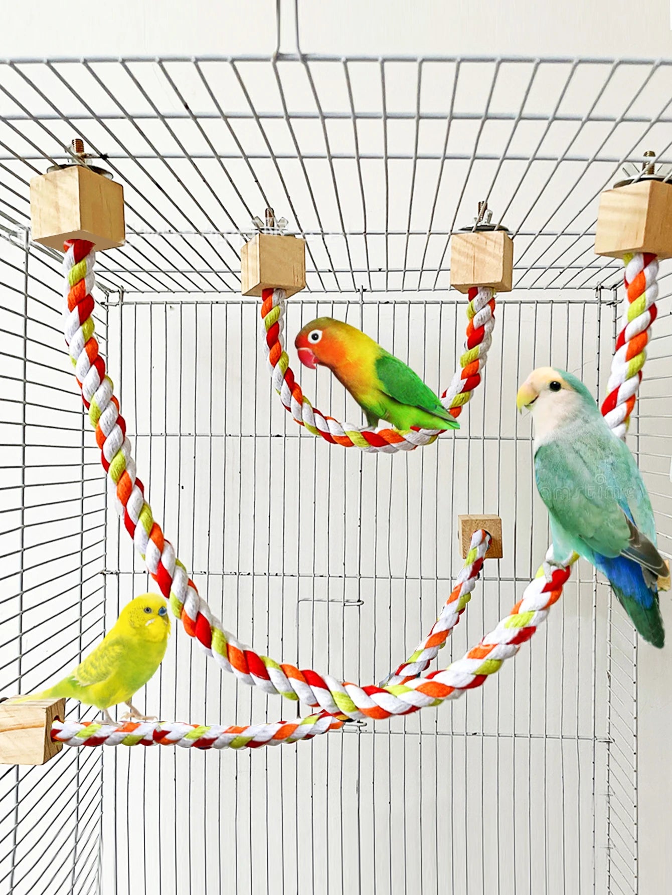 Pet Bird Bite Toys Parrot Color Cotton Rope Toys Elastic Parrot Climbing Toys Sturdy Bird Swing Harness Cage Pet Toy Swing Stand