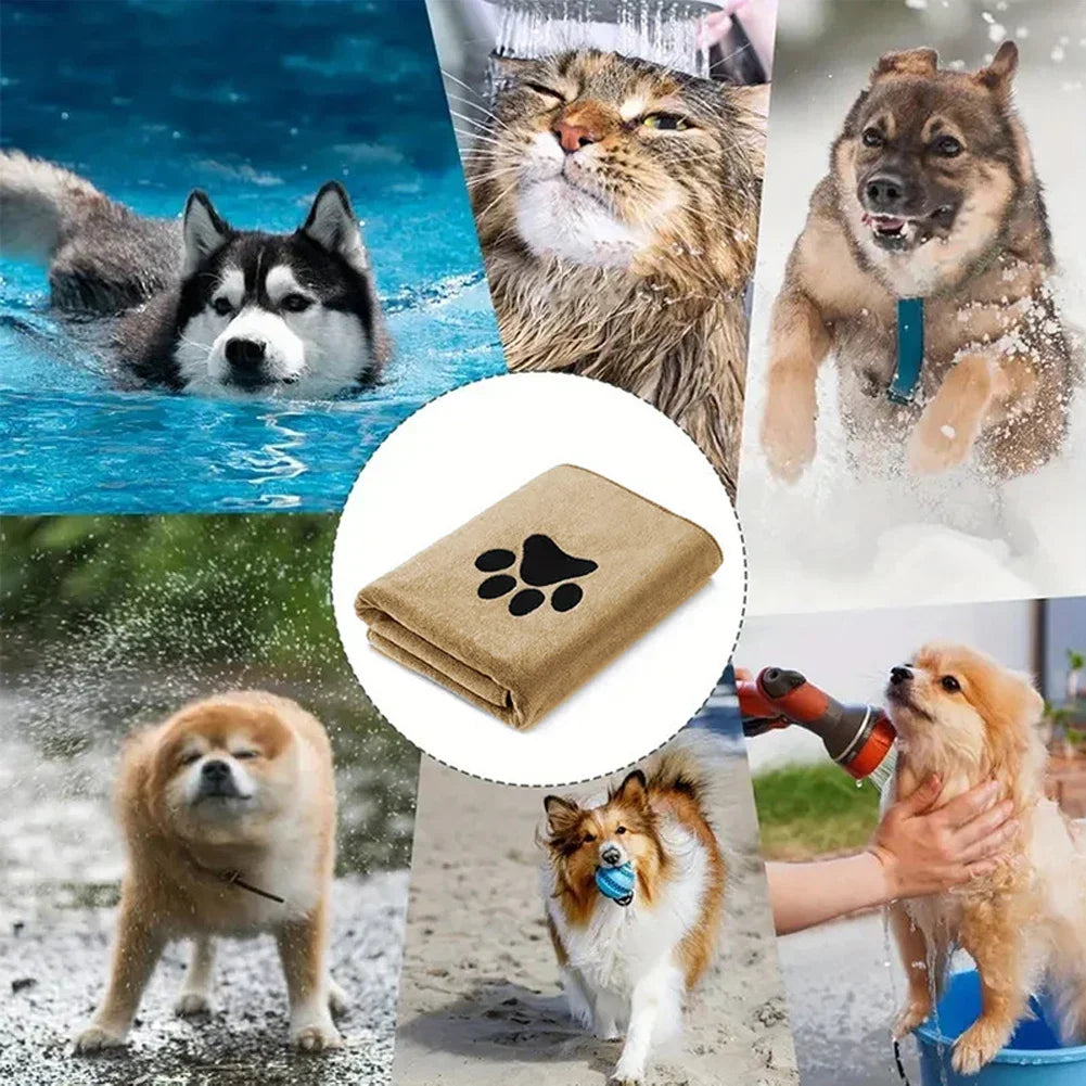 35*75cm/50*100cm Microfiber Pet Bath Towel Embroidered Super Soft Absorbent Cat for Dogs Grooming Supplies
