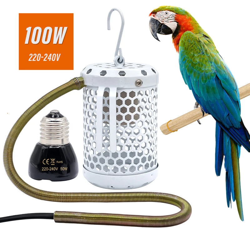 Pet Parrot Heater Preservation Cage Heating Lamp Anti-bite Anti-scalding Reptile Warm Lights Accessories Bird Supplies 220V