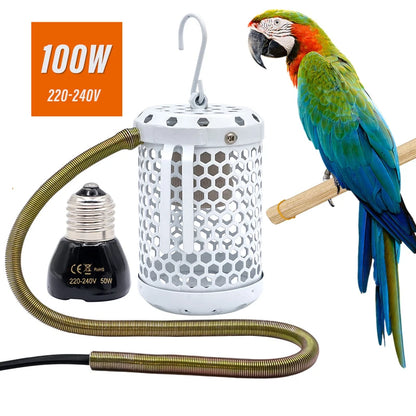 Pet Parrot Heater Preservation Cage Heating Lamp Anti-bite Anti-scalding Reptile Warm Lights Accessories Bird Supplies 220V