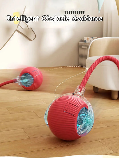 New Cat Interactive Ball Toy Automatic Rolling Ball Faux Tail Rechargeable Smart Pet Electric Toy Dog Cat Training Imitate Mouse